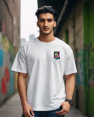 Joker Graphic Printed White Oversized T-shirt