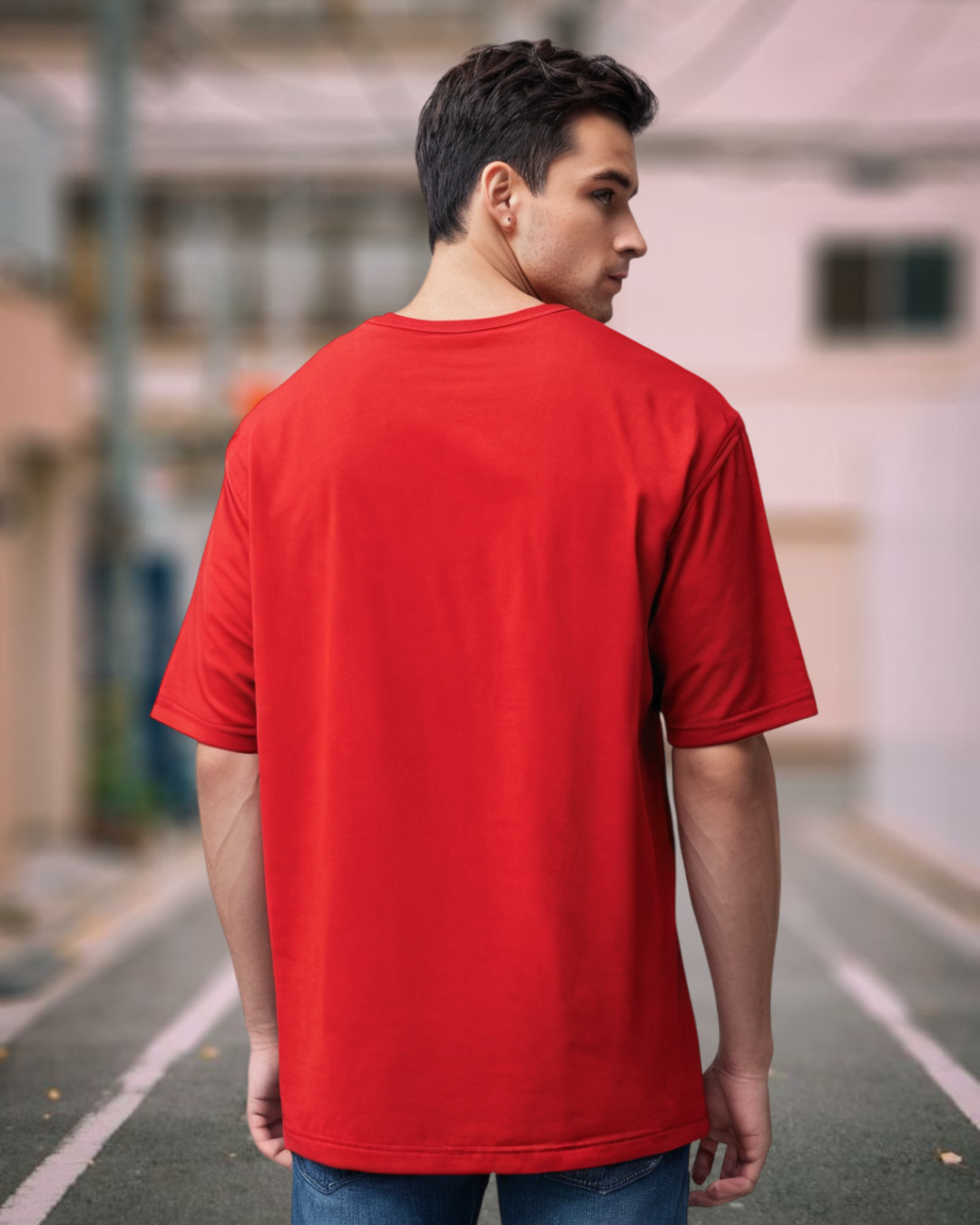Backoff Graphic Printed Red Oversized T-shirt
