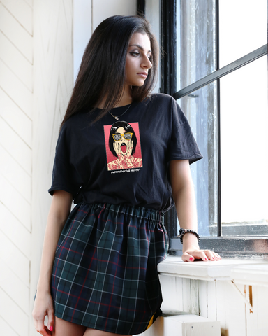 Overthinking Women Graphic Printed Black Oversized T-shirt