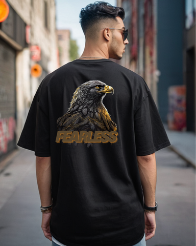 Fearless Graphic Printed Black Oversized T-shirt